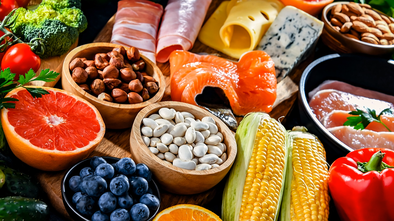 display of nutritious ingredients